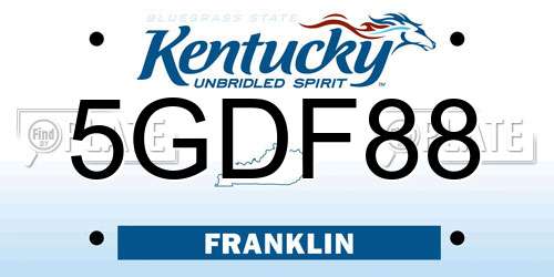 5GDF88 Kentucky License Plate