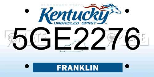 5GE2276 Kentucky License Plate