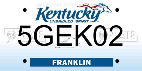 5GEK02 Kentucky License Plate