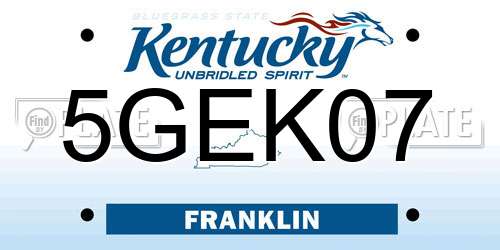 5GEK07 Kentucky License Plate
