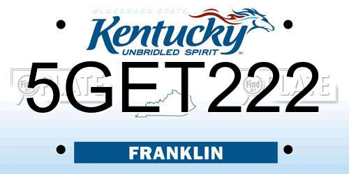5GET222 Kentucky License Plate