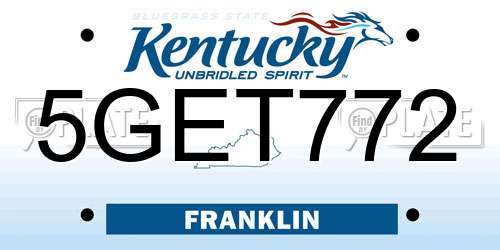 5GET772 Kentucky License Plate