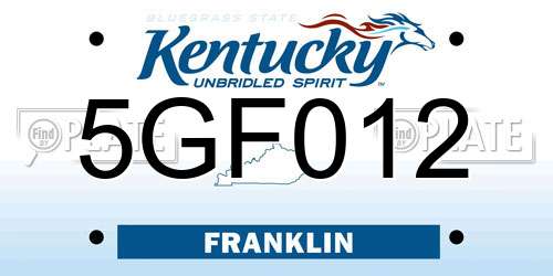 5GF012 Kentucky License Plate
