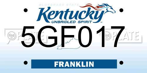 5GF017 Kentucky License Plate