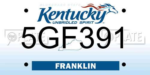 5GF391 Kentucky License Plate