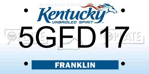 5GFD17 Kentucky License Plate
