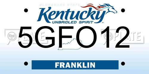 5GFO12 Kentucky License Plate