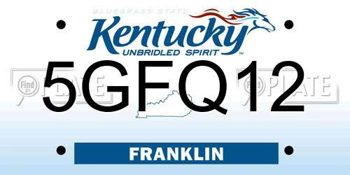 5GFQ12 Kentucky License Plate