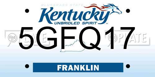 5GFQ17 Kentucky License Plate