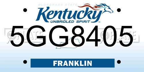 5GG8405 Kentucky License Plate