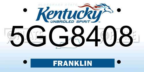 5GG8408 Kentucky License Plate