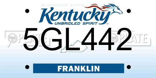 5GL442 Kentucky License Plate