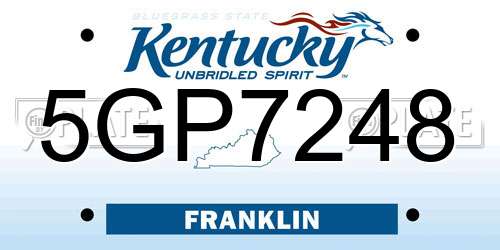 5GP7248 Kentucky License Plate