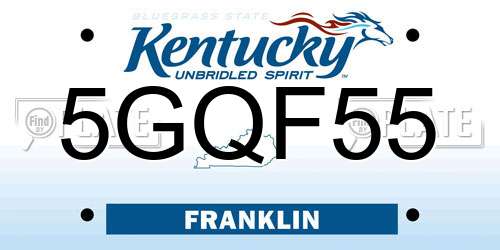 5GQF55 Kentucky License Plate