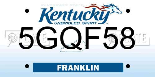 5GQF58 Kentucky License Plate