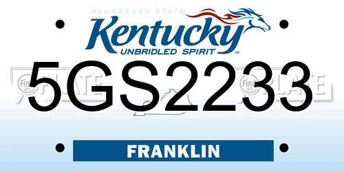 5GS2233 Kentucky License Plate