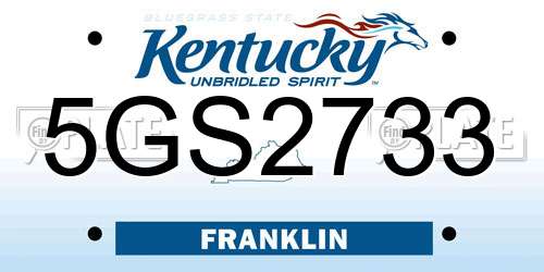 5GS2733 Kentucky License Plate