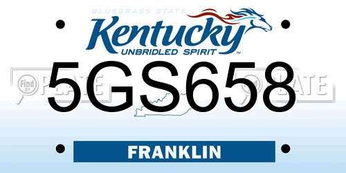 5GS658 Kentucky License Plate