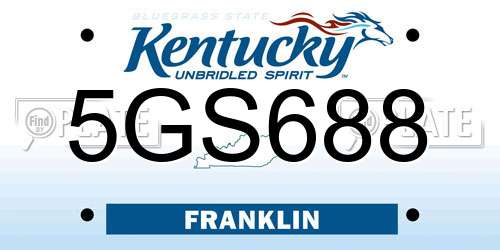 5GS688 Kentucky License Plate