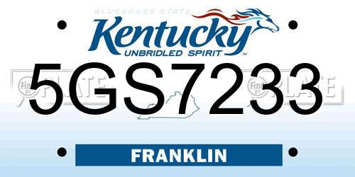 5GS7233 Kentucky License Plate