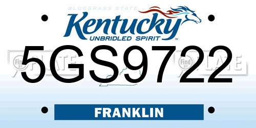 5GS9722 Kentucky License Plate