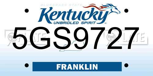 5GS9727 Kentucky License Plate