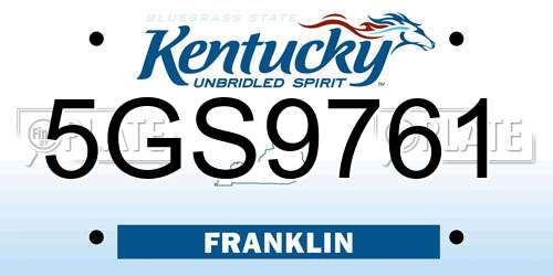 5GS9761 Kentucky License Plate