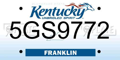 5GS9772 Kentucky License Plate