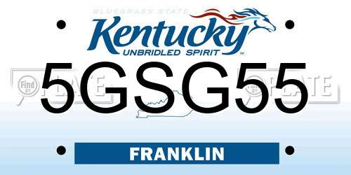 5GSG55 Kentucky License Plate