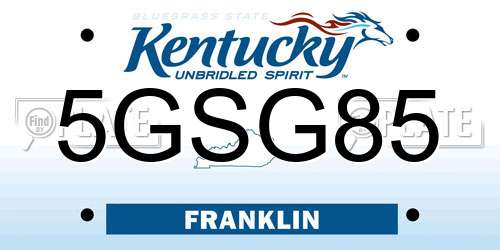 5GSG85 Kentucky License Plate