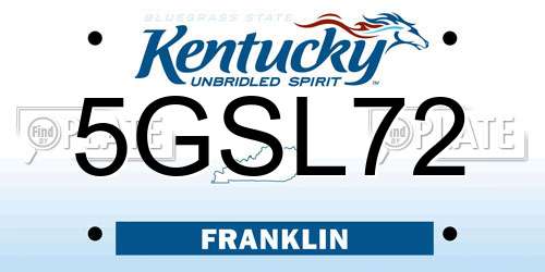 5GSL72 Kentucky License Plate