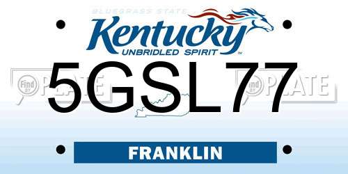 5GSL77 Kentucky License Plate