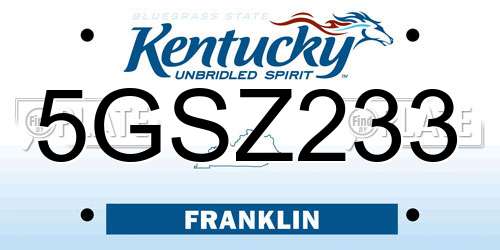 5GSZ233 Kentucky License Plate
