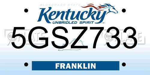 5GSZ733 Kentucky License Plate