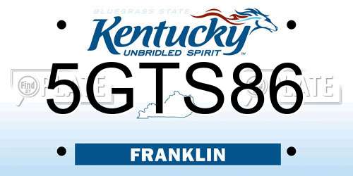 5GTS86 Kentucky License Plate