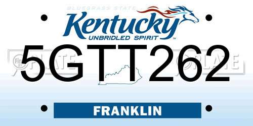 5GTT262 Kentucky License Plate