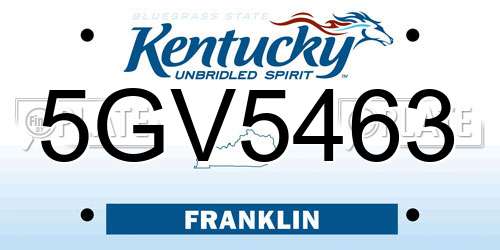 5GV5463 Kentucky License Plate