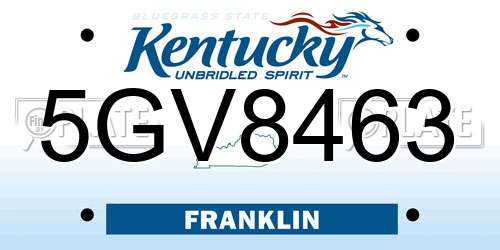 5GV8463 Kentucky License Plate