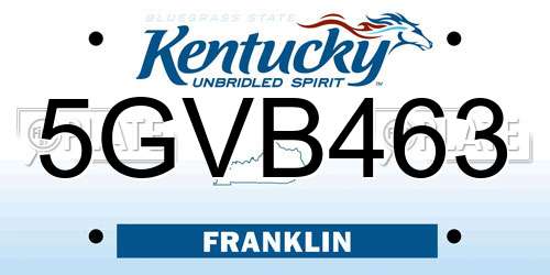 5GVB463 Kentucky License Plate