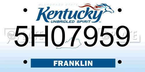 5H07959 Kentucky License Plate