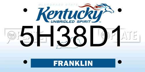 5H38D1 Kentucky License Plate