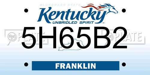 5H65B2 Kentucky License Plate