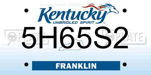 5H65S2 Kentucky License Plate