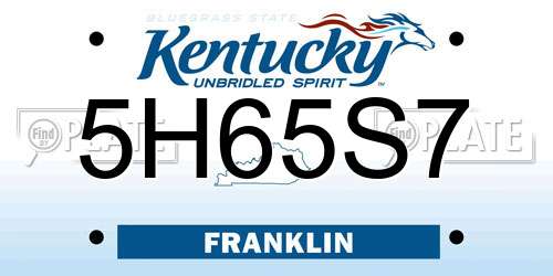 5H65S7 Kentucky License Plate