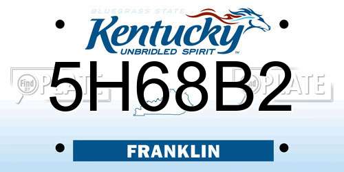5H68B2 Kentucky License Plate