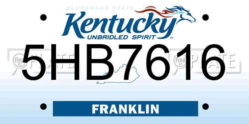 5HB7616 Kentucky License Plate