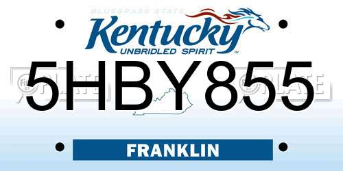 5HBY855 Kentucky License Plate