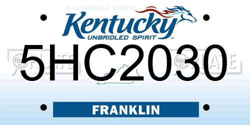 5HC2030 Kentucky License Plate