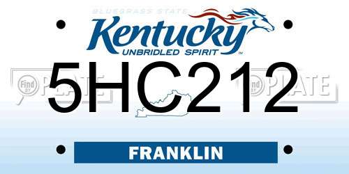 5HC212 Kentucky License Plate