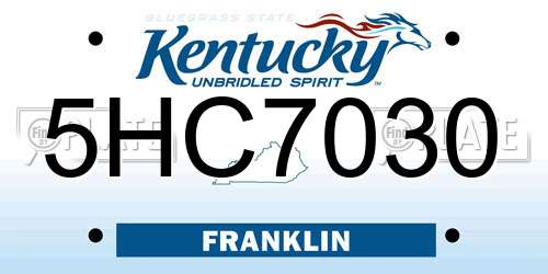 5HC7030 Kentucky License Plate